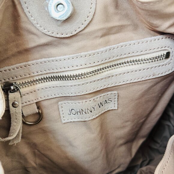Johnny Was Bag Purse Elodie Suede Leather Fringe Boho Western Rodeo Textured EUC - Picture 9 of 17